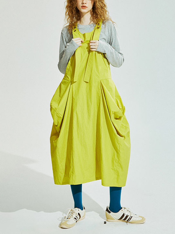 Adjustable Strap Side Pocket Midi Dress
