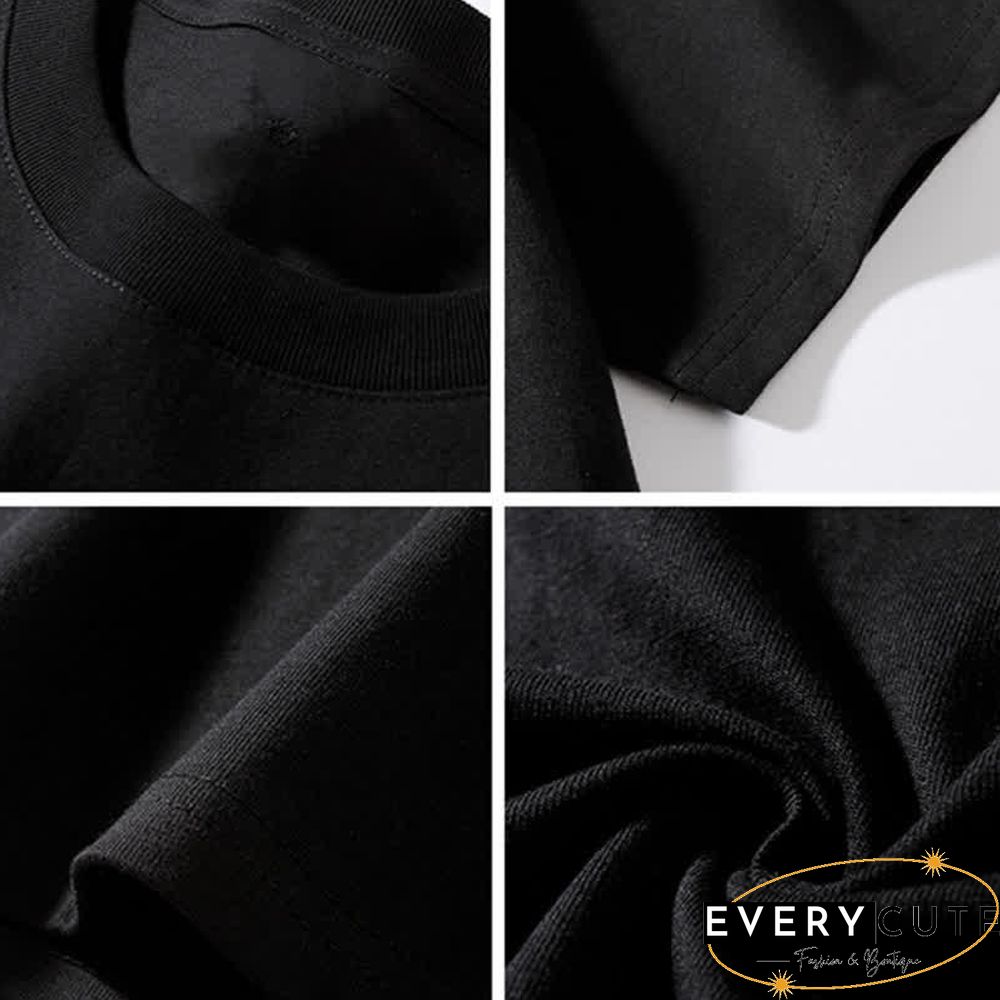 Kawaii Letter Puppy Print Round Collar Oversized T-Shirt