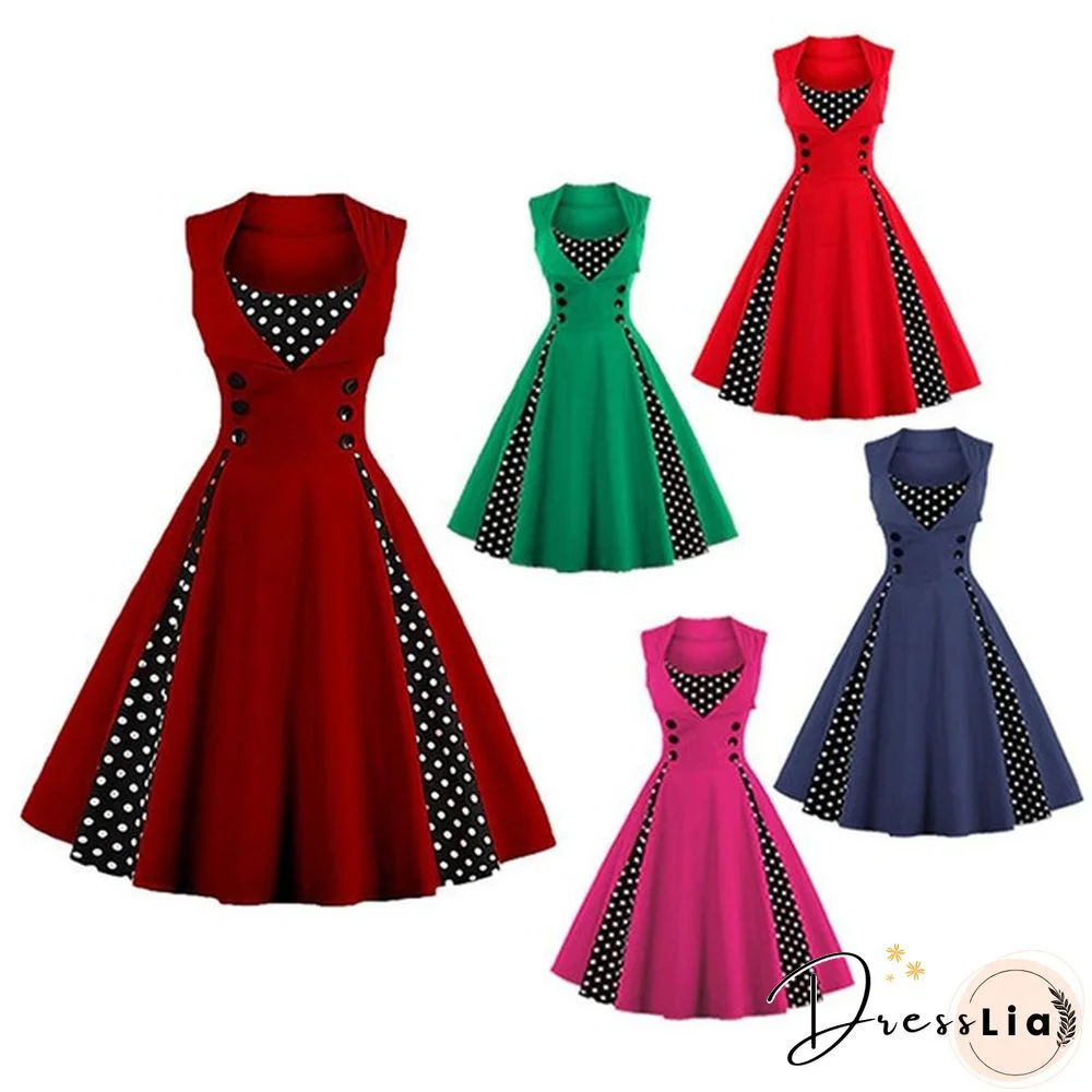 Fashion Women Robe Pin Up Dress RetroVintage 50s 60s Rockabilly Dot Swing Summer female Dresses