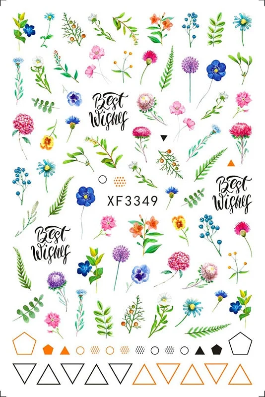 Popular Daisy Nail Sticker for Design Decoration Sunflower Nail Art Decals Adhesive Himawari Sticker for Nail Manicure Design