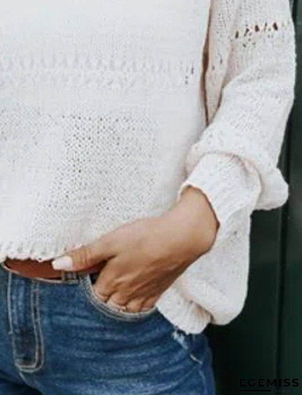 Casual Solid Color V Neck Long Sleeves Sweater | EGEMISS