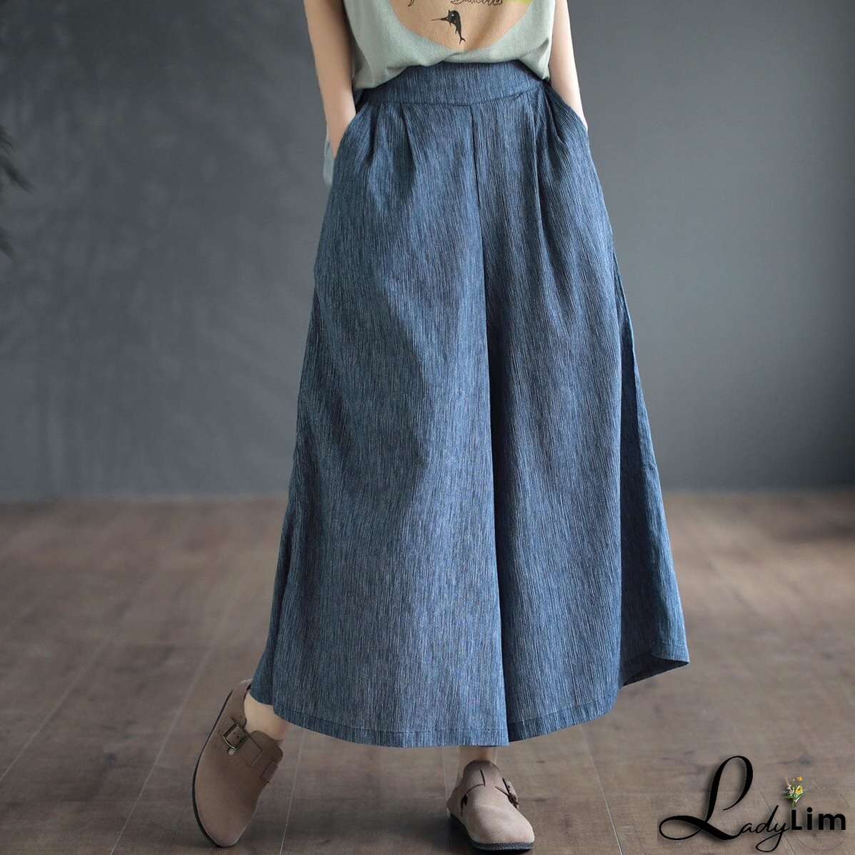 Causal Summer Cotton Solid Wide Leg Pants