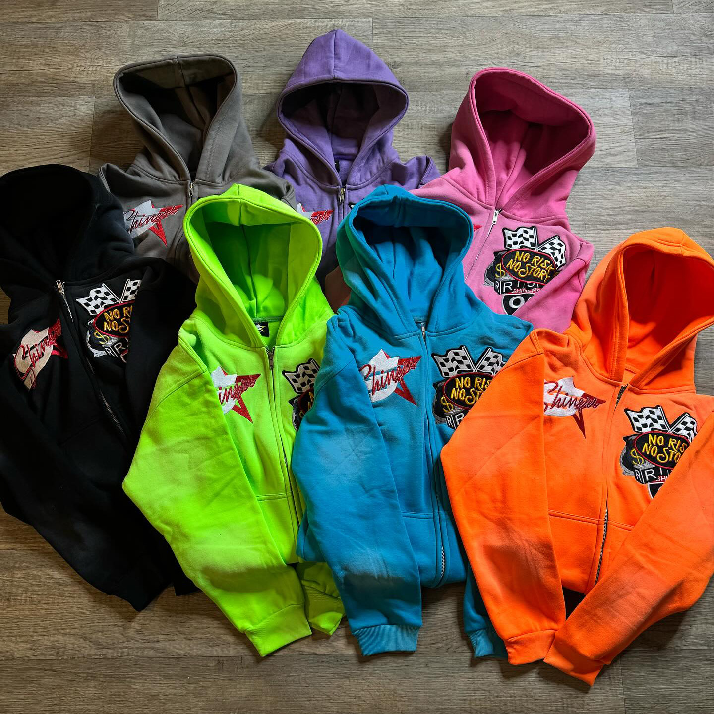 No Risk No Story Print Long Sleeve Zipper Hoodies