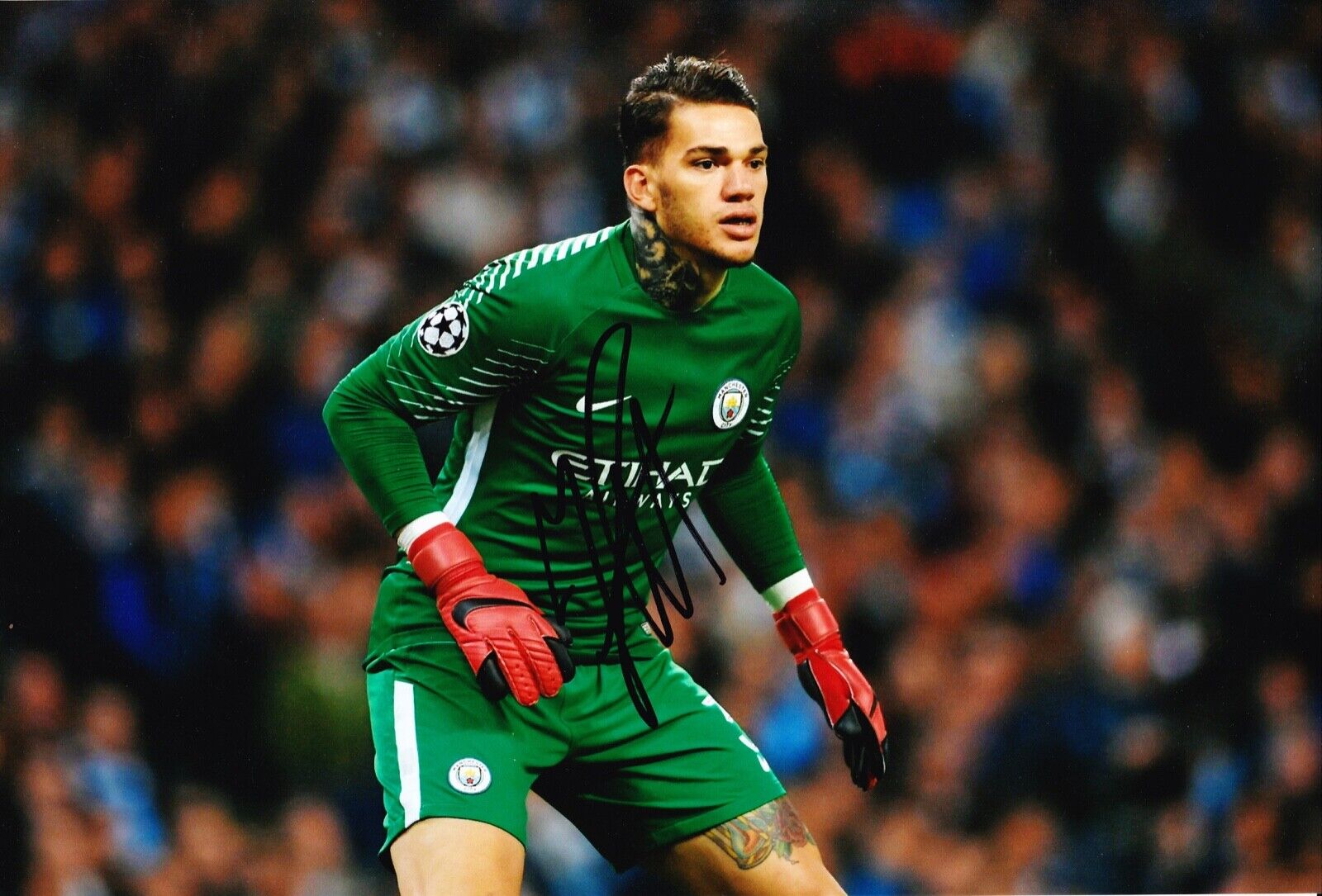 Ederson Santana de Moraes Signed 12X8 Photo Poster painting Manchester City AFTAL COA (1458)