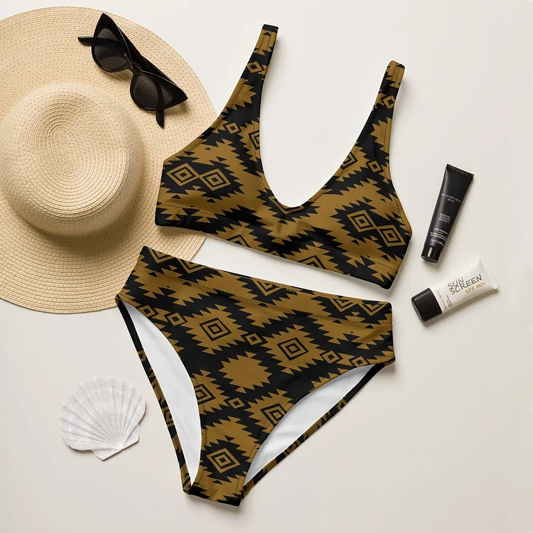 Western Aztec High Waist Bikini