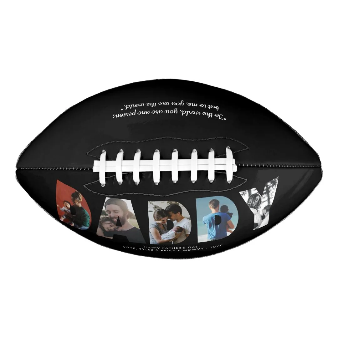 Modern DADDY Photo Black Happy Father's Day Football