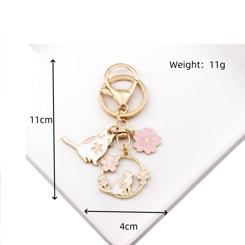 Cute Rabbit Cherry Blossom Cat Zinc Alloy Unisex Keychain
