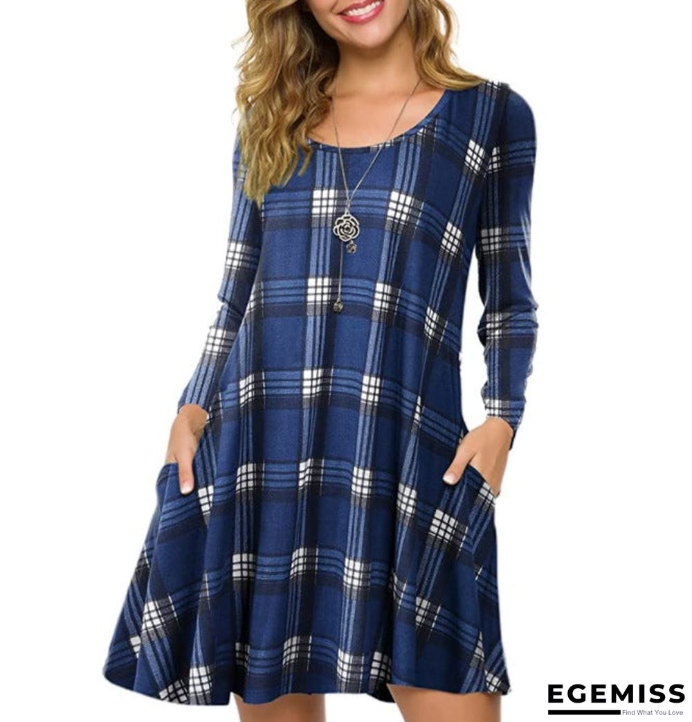 Loose Plaid Striped Women's Dress Black Dresses | EGEMISS