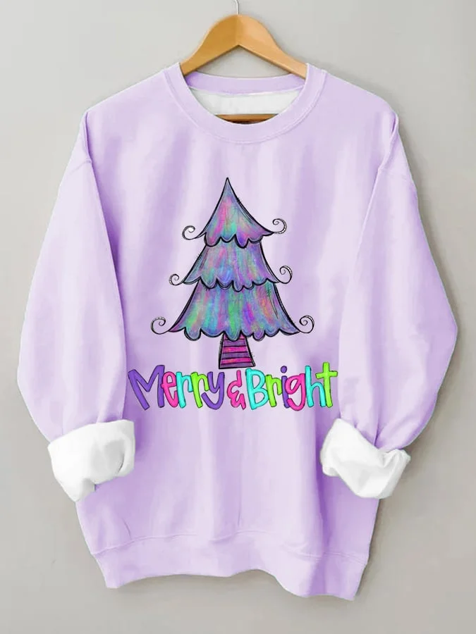 Women's Merry Christmas And Bright   Christmas TreeCasual Sweatshirt