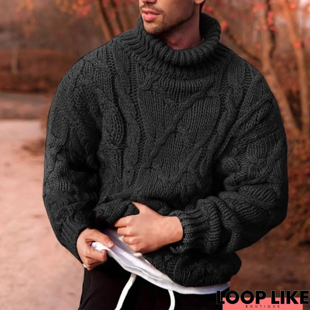 Casual Twisted Turtleneck Men's Sweater