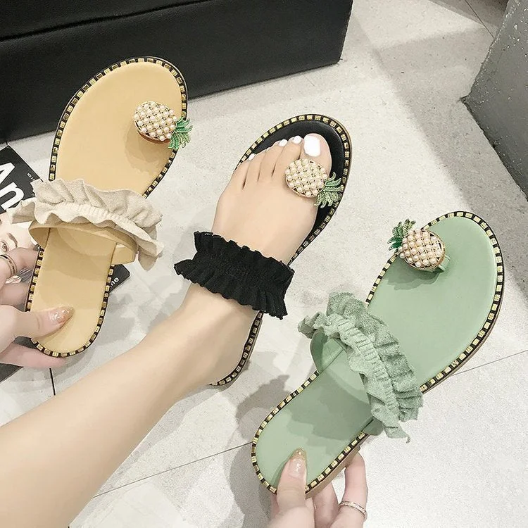 Women plus size clothing Women's Summer Pineapple Toe Ring Sandals-Nordswear