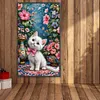 Chat et fleur - perceuse ronde peinture diamant - 40*70cm (grande taille)