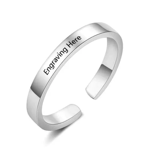 Personalized Engraved stainless steel Adjustable Bracelet & Ring 
