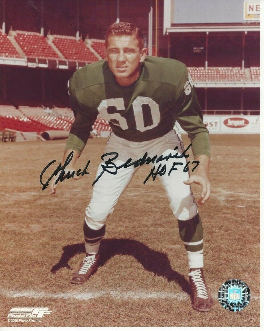 Chuck Bednarik Autographed 8x10 Philadelphia Eagles HOFRare B856