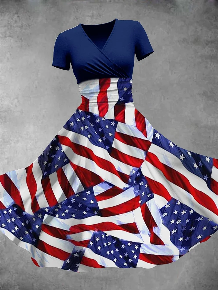 Women's Independence Day Flag Element Print Maxi Dress