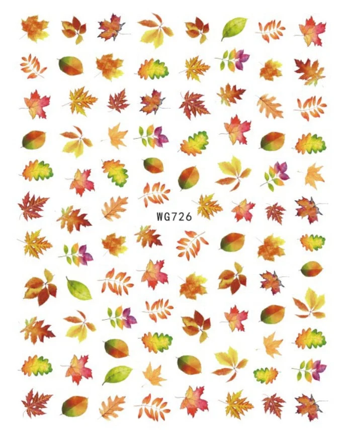 1PC Fall Leaf Flowers Line 3D Nail Sticker Mape Leaves Waves Pattern Decals Slider DIY Nail Art Decoration Wraps For Manicures-Nail Inspo