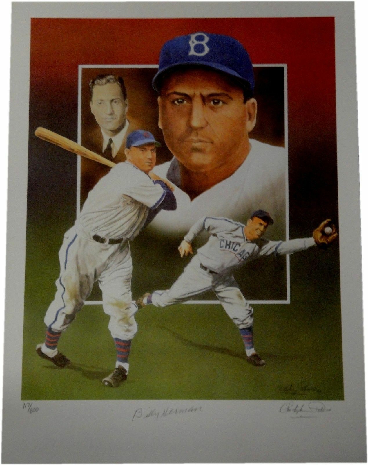 Billy Herman 18x24 Hand Signed Poster Print Photo Poster painting Chicago Cubs COA