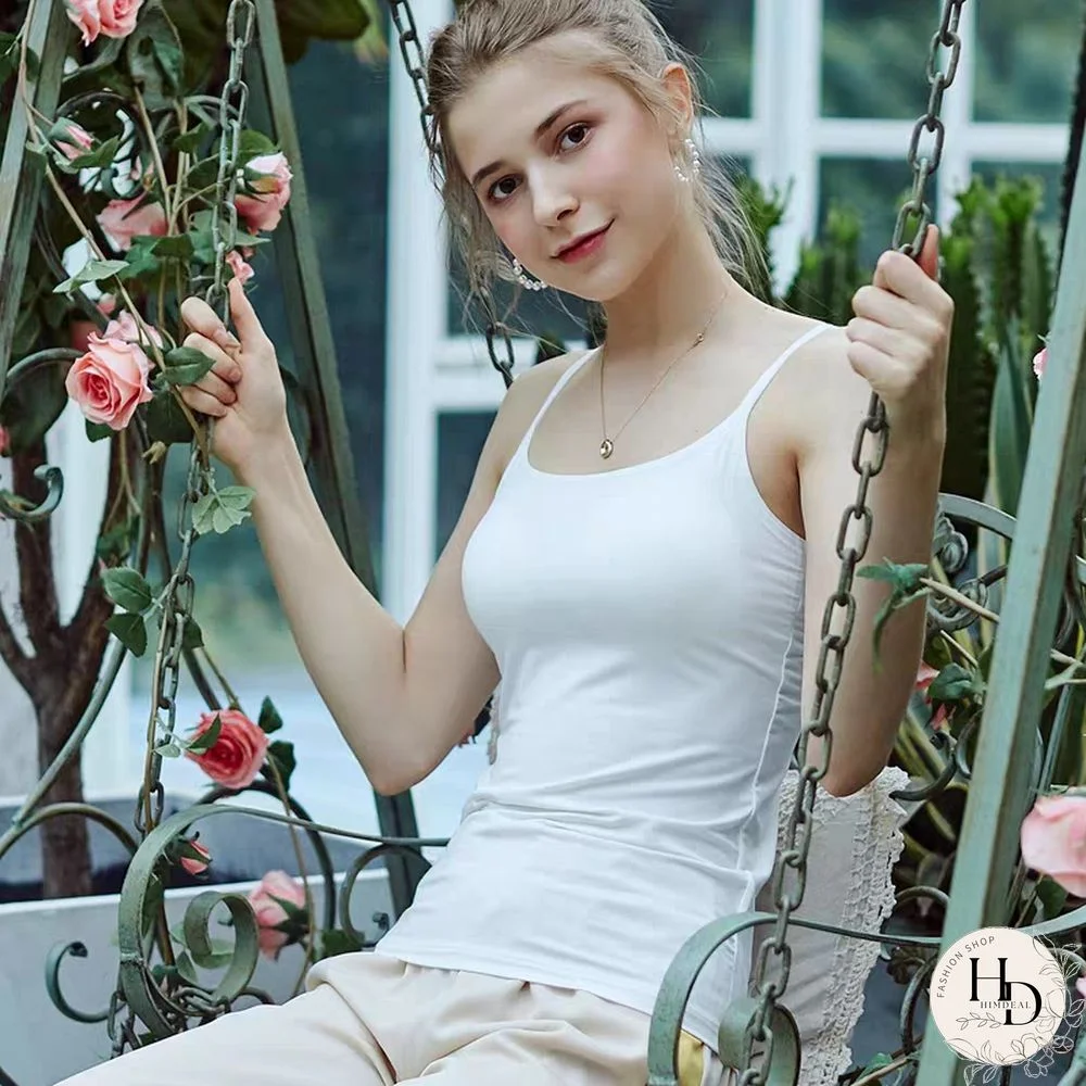 Basic Tight Elastic Running Pure Cotton Spaghetti Strap White Black Camisole Beach Sun Top Tank Tops Sexy Undershirt Wholesale