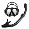 Anti-Fog Goggles Diving Mask Snorkeling Breath Tube Set for Adult (Black M)