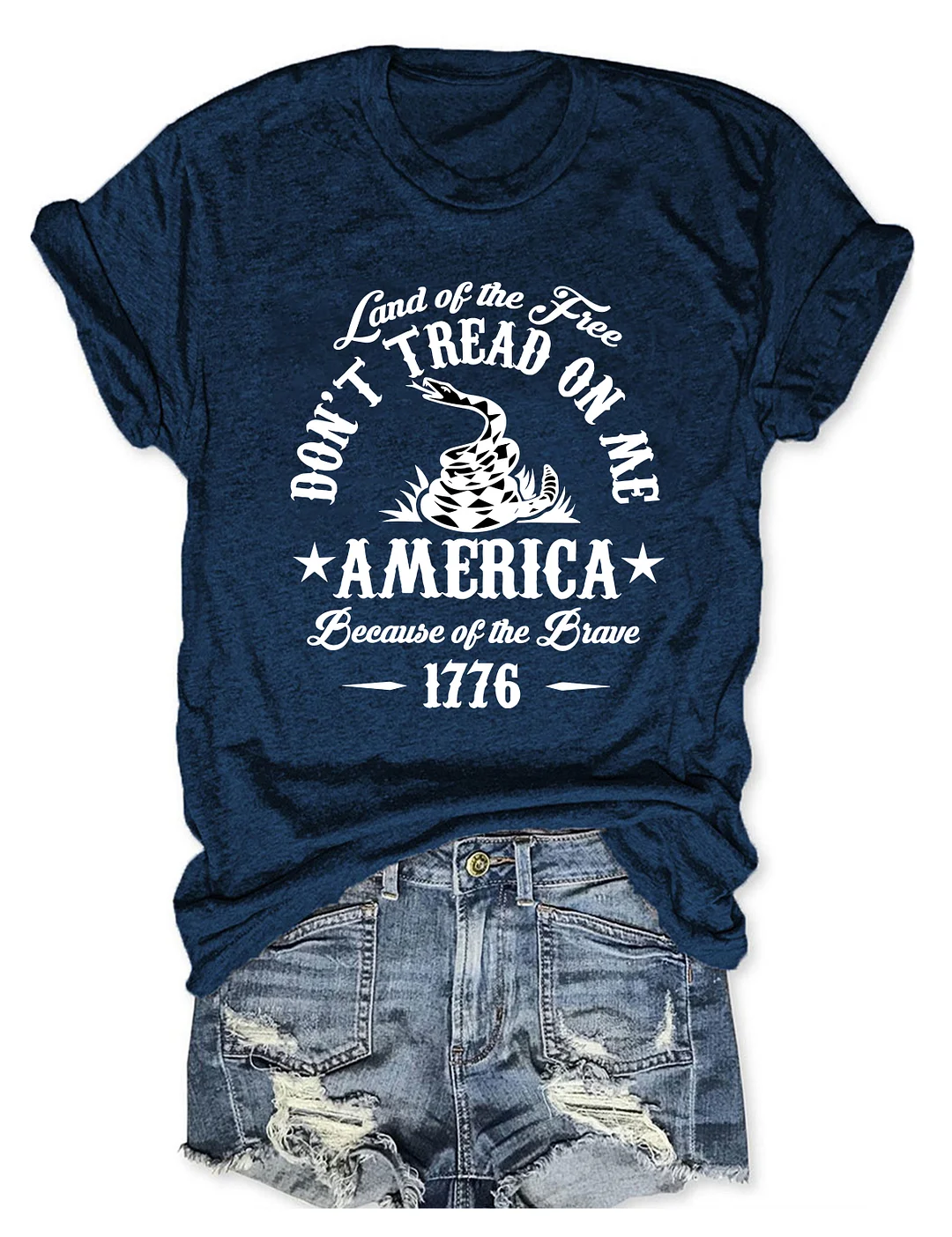 Land Of The Free Don't Tread On Me America Because Of the Brave 1776 T-shirt