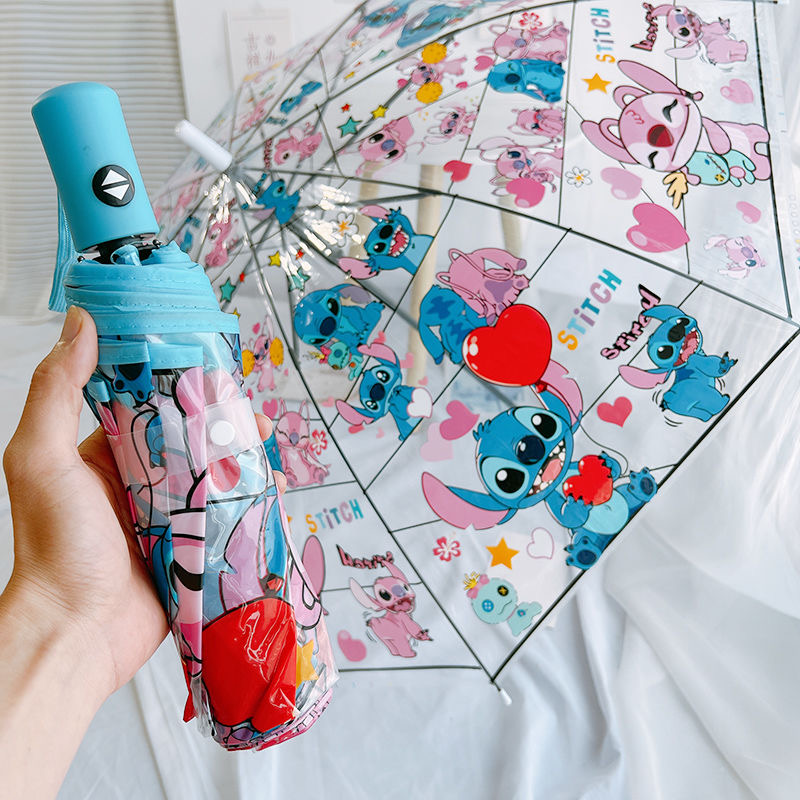 Stitch Angel cute couple transparent umbrella, sun and rain protection