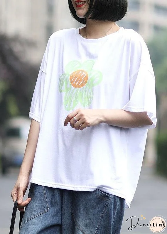 Unique Grey O-Neck Print Summer Cotton Tees