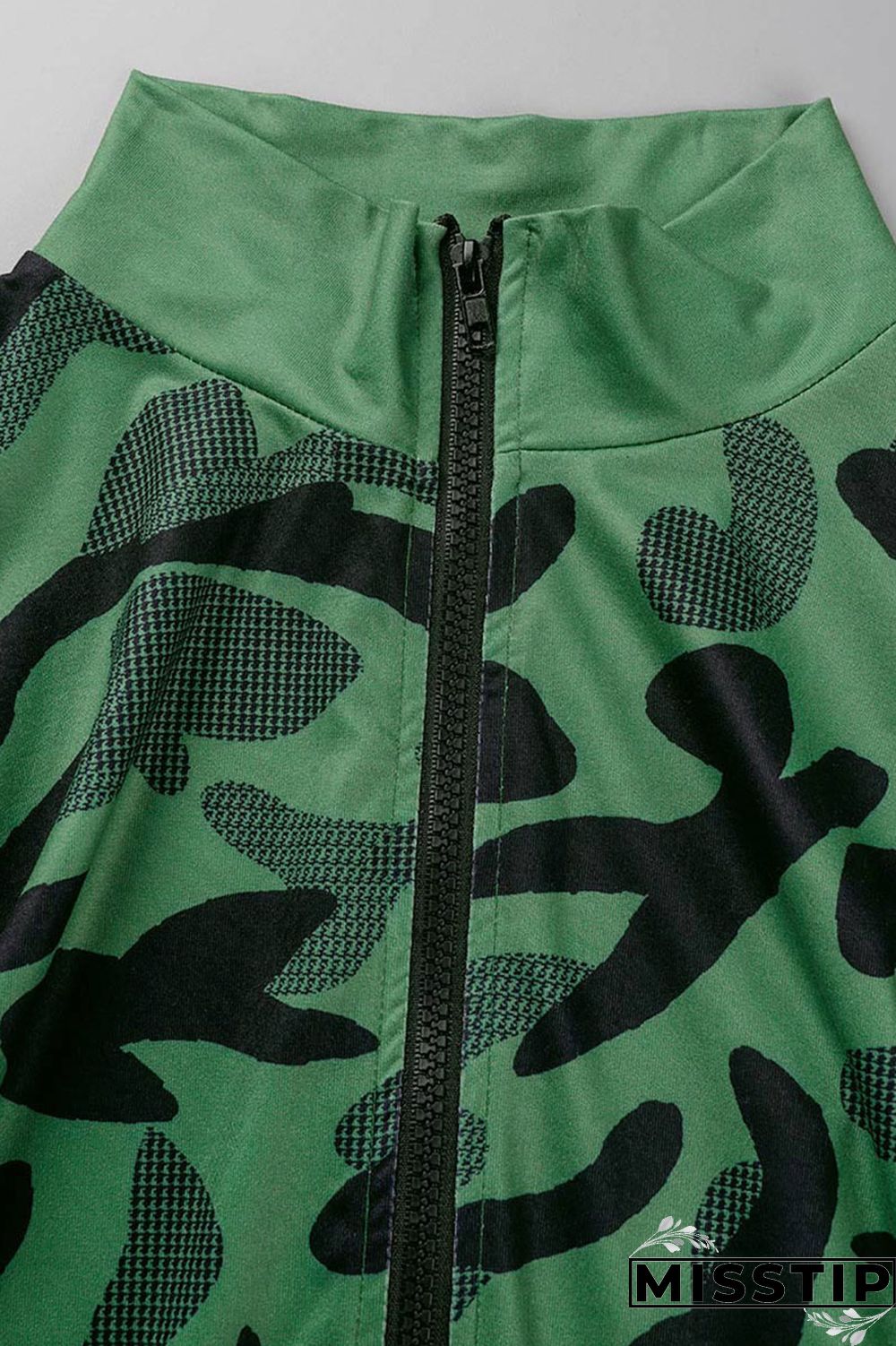 Blue Casual Camouflage Print Patchwork Zipper Long Sleeve Two Pieces