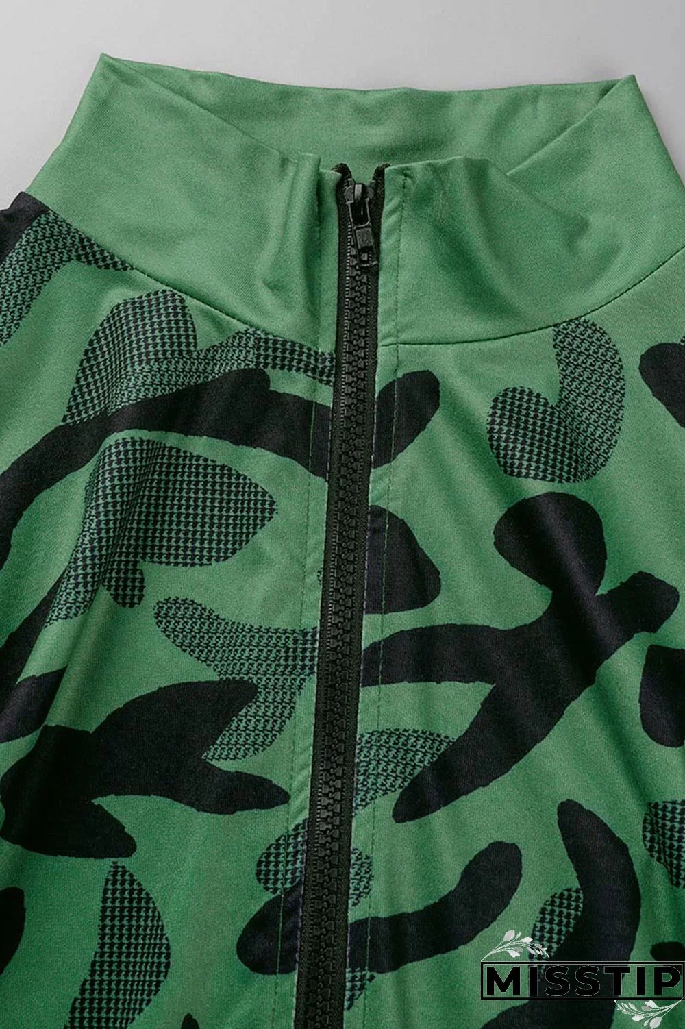 Blue Casual Camouflage Print Patchwork Zipper Long Sleeve Two Pieces