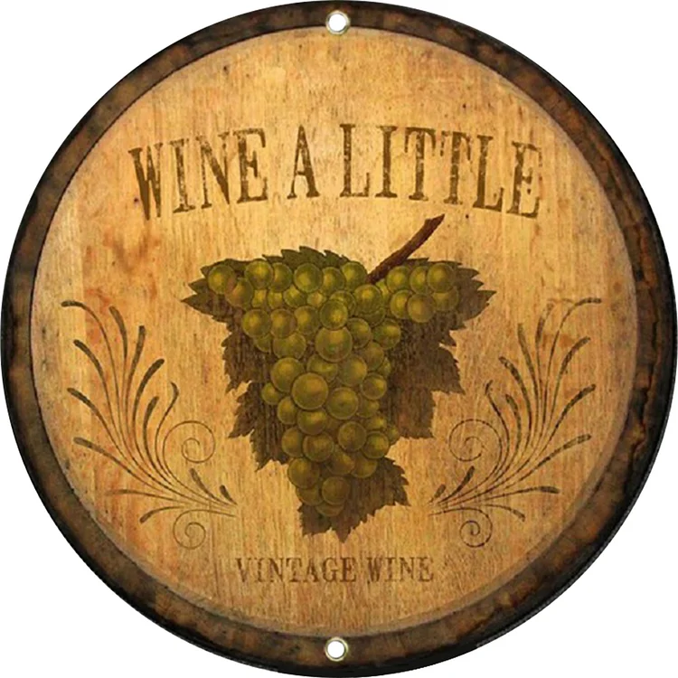 Wine - Round Vintage Tin Signs/Wooden Signs - 11.8x11.8in