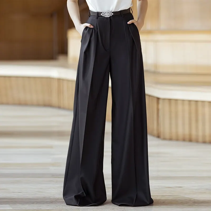 Women High Waist Pants 2022 VONDA Ladies Spring Zipper Long Trousers Wide Leg Pants Palazzo Pantalon Femme Denim Trousers
