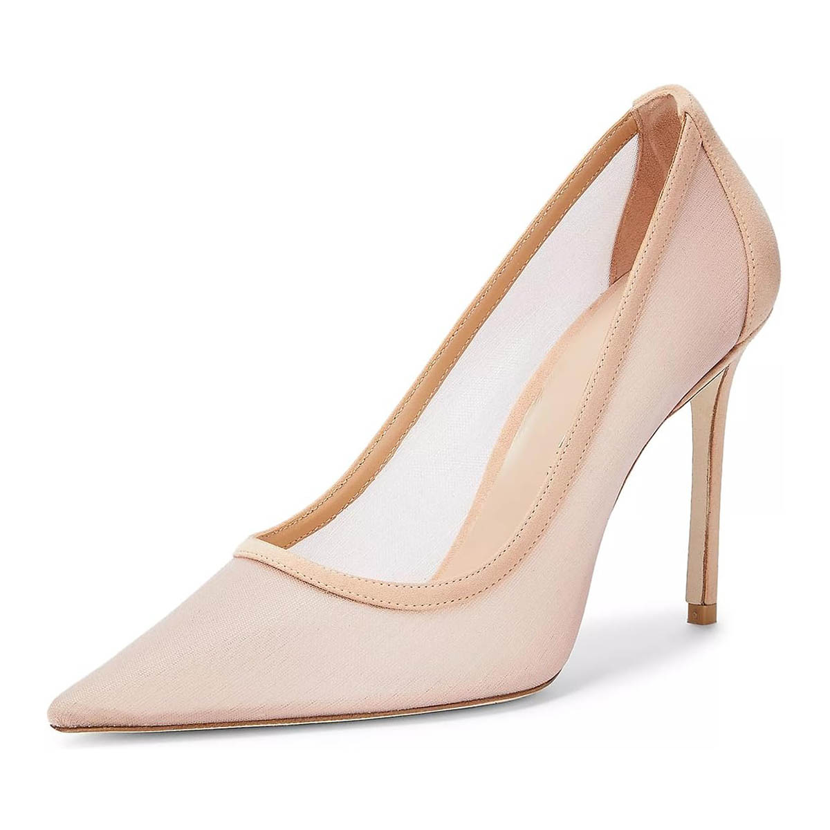 Mesh Pointed Toe Stiletto High Heel Slip On Nude Pumps for Women Nicepairs