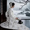 Snow Garden Kimono Lady Special Shaped 5D DIY Partial Drill Diamond Painting Kits for Adults Beginners Home Decor Diamonds Dots Gem Art Kits Diamond Art Kit 11.81 X11.81inch