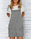 Denim Overalls Jumpers Elastic Waist Dungarees Pockets Rompers Shorts Jumpsuits