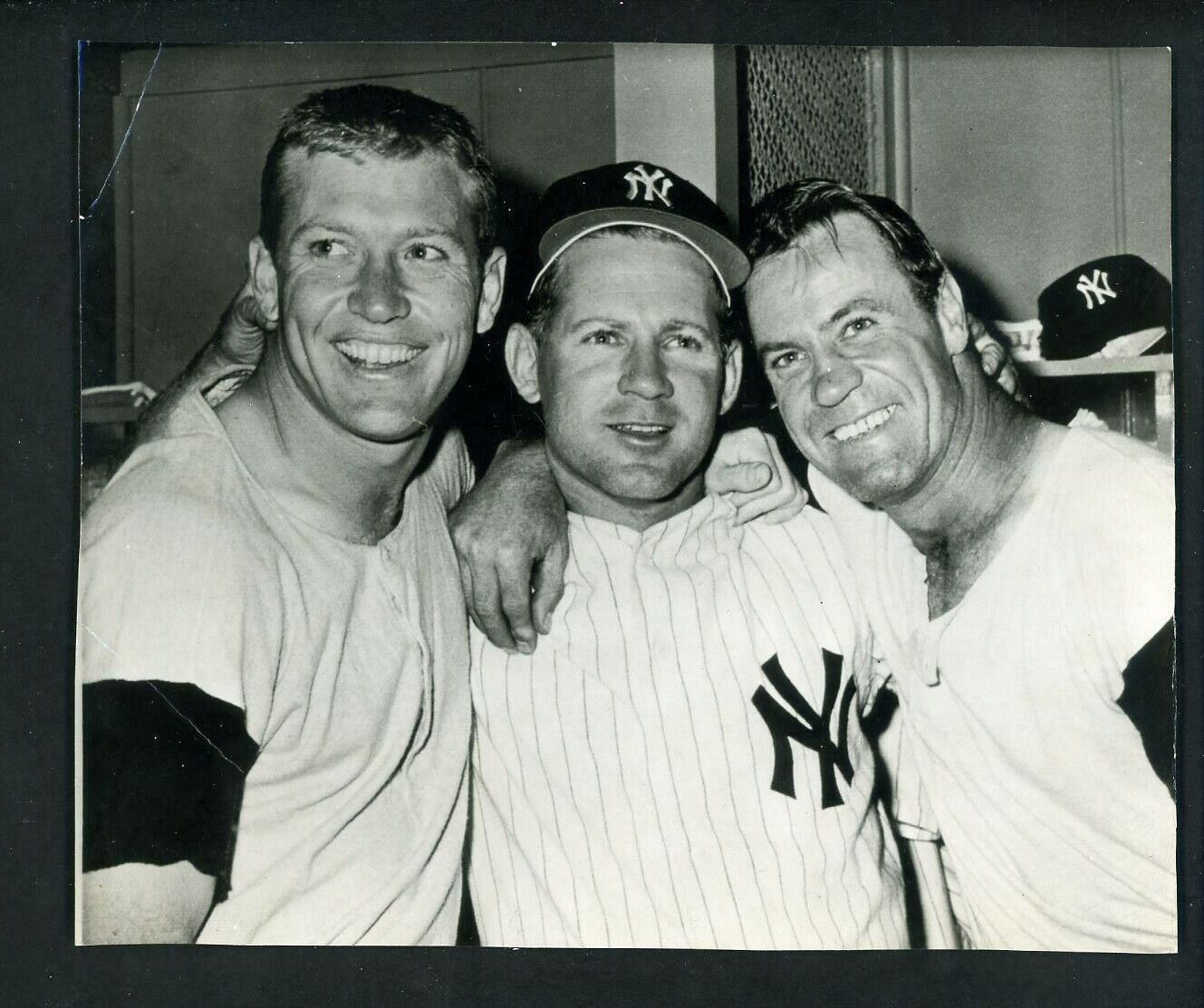 Mickey Mantle Whitey Ford Hank Bauer c. 1950's Press Photo Poster painting New York Yankees