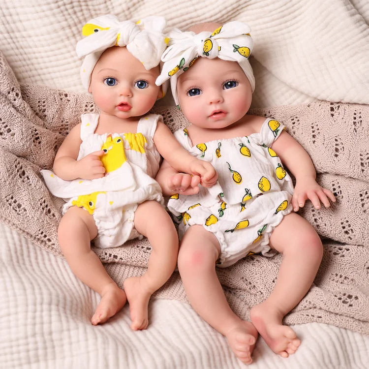 Babeside Realistic Silicone Baby Terry & Phoebe 12'' Little Infant Twins Best Gift for Kids