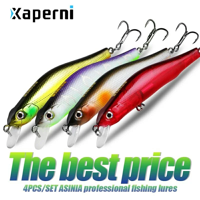 ASINIA Best price 4pcs each set 80mm 8.5g dive 1m professional quality magnet weight fishing lures minnow crank