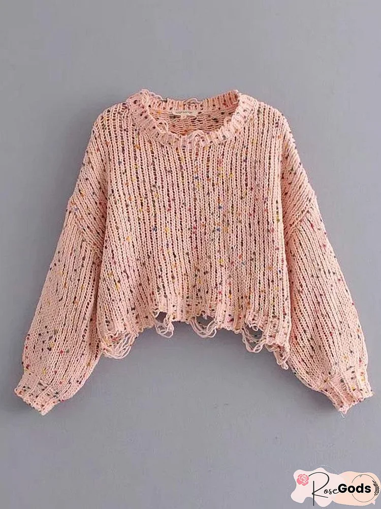 Knitting Holes Loose Sweater Tops