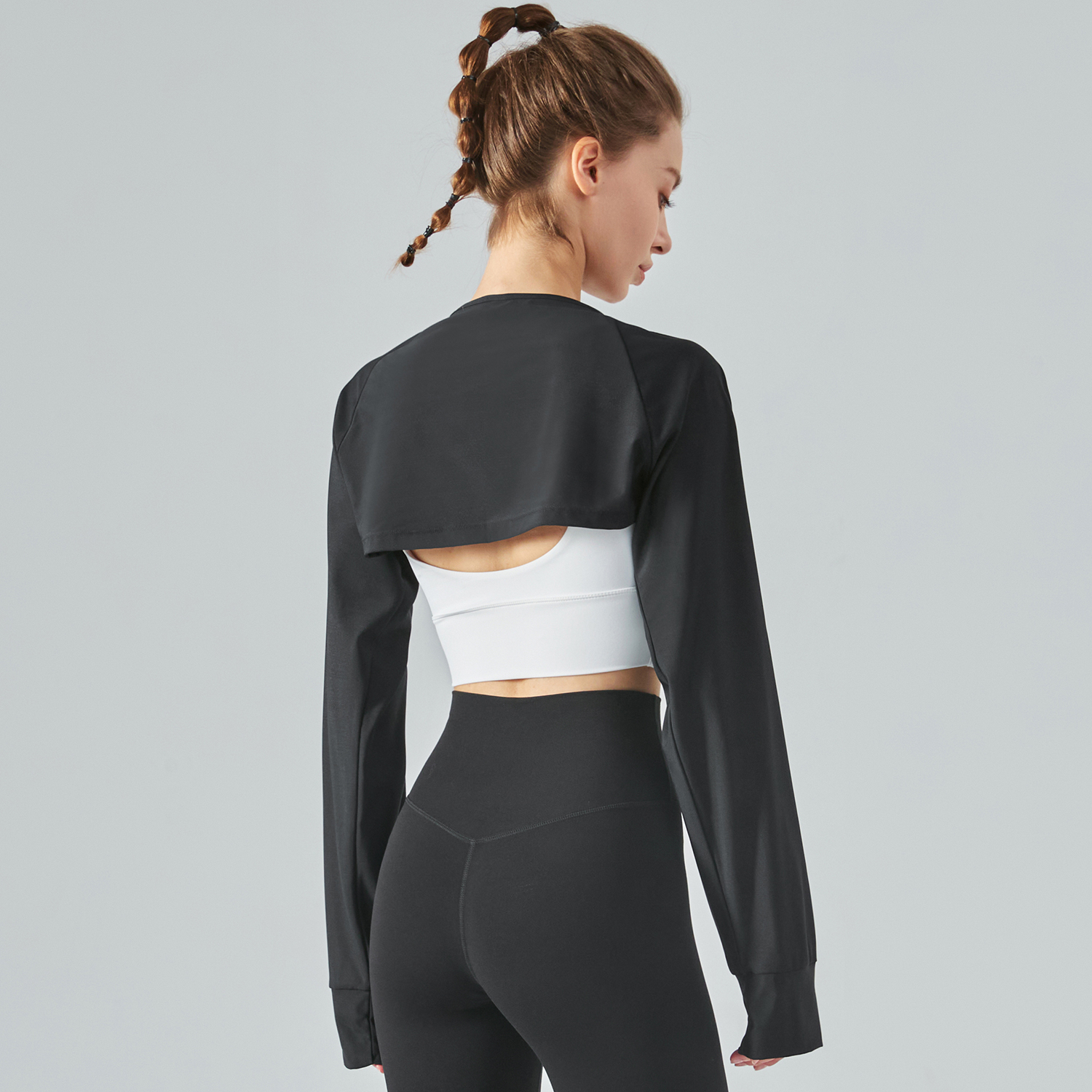 Buy Hergymclothing Black sunscreen loose breathable cool feeling naked feeling skin friendly dri-fit moisturewicking crop top online