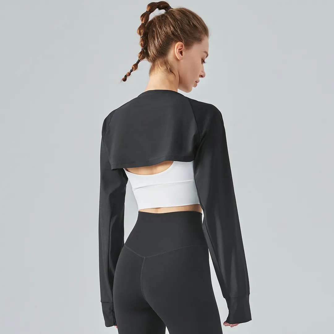 Buy Hergymclothing Black sunscreen loose breathable cool feeling naked feeling skin friendly dri-fit moisturewicking crop top online