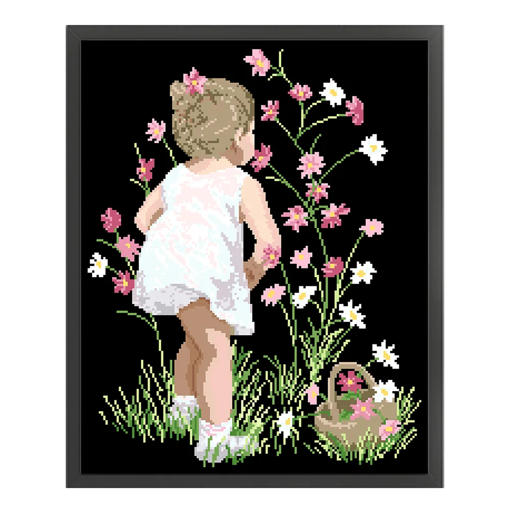 9CT Full Stamped Cross Stitch Bead Embroidery- Girl(Canvas|40*54CM)