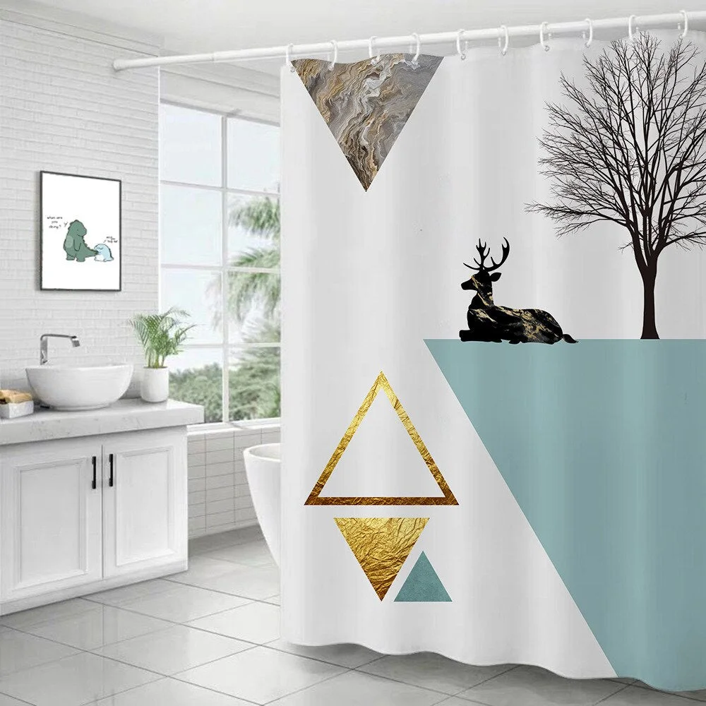 Modern Art Marble Shower Curtain Bathroom Toilet Decoration Thickened Waterproof and Mildew Proof Shower Curtain Bath Decor