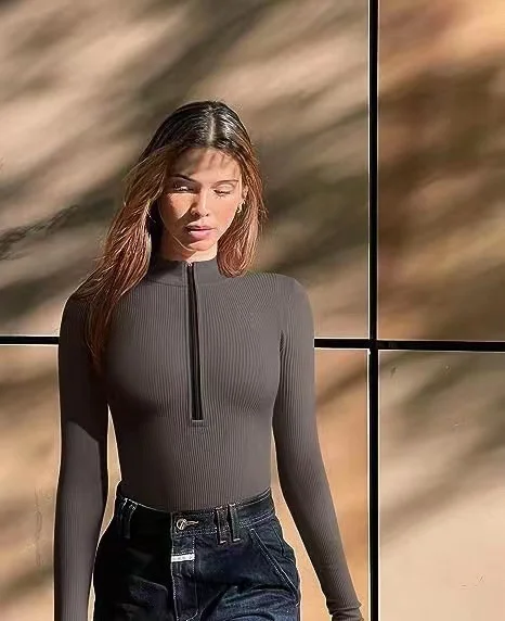 Nigikala Nigikala Long-Sleeved Joint Sexy Rib-Link Long-Sleeved Tops