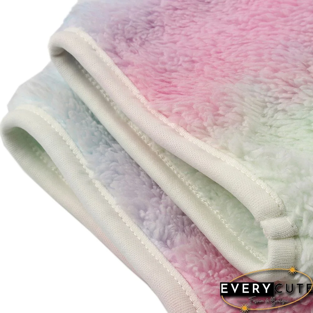 Light Pink Tie Dye Print Zip Neck Plush Sweatshirt