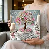 Kit sp&eacute;cial de peinture en forme de grand diamant en forme d&rsquo;arbre &agrave; fleurs avec cadre 9,84x9,84 pouces