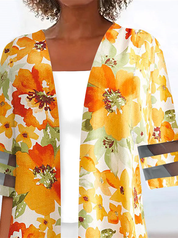 Women Half Sleeve V-neck Solid Color Dress