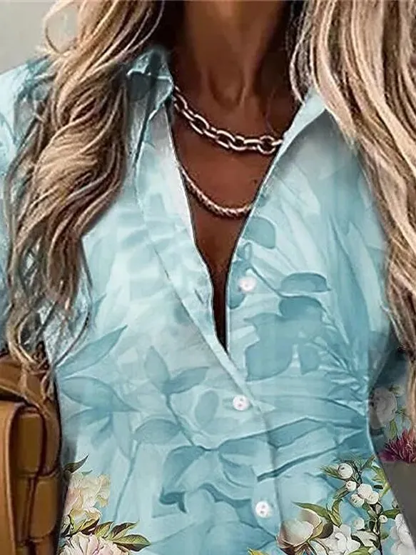 Women T-shirt neck Long Sleeve Floral Printed Tops