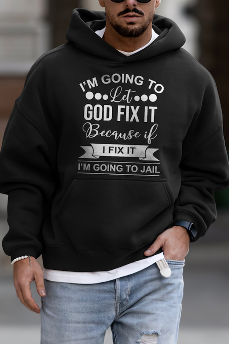 Tiboyz Men's Personalized Letter Print Casual Hoodie