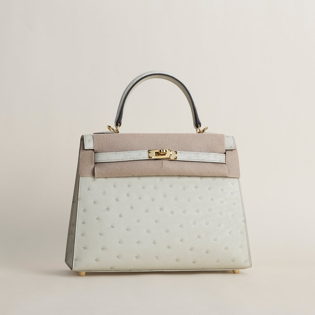 Kelly25 Ostrich 3C Parchemin GHW