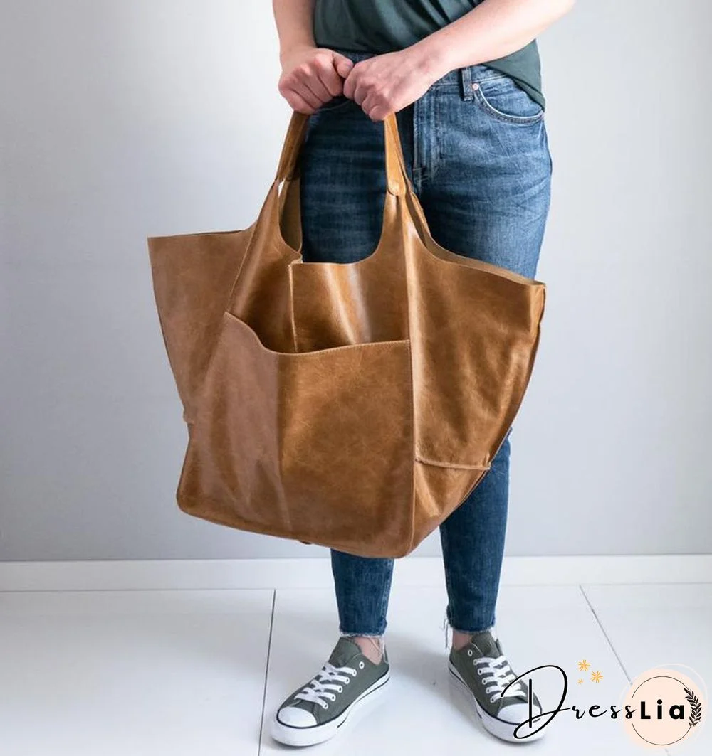 Brown Leather Womens Tote Bags School Handbags