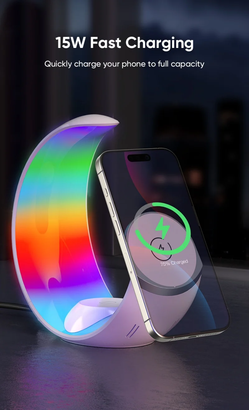 Small moon lamp magnetic 4 in 1 wireless charger